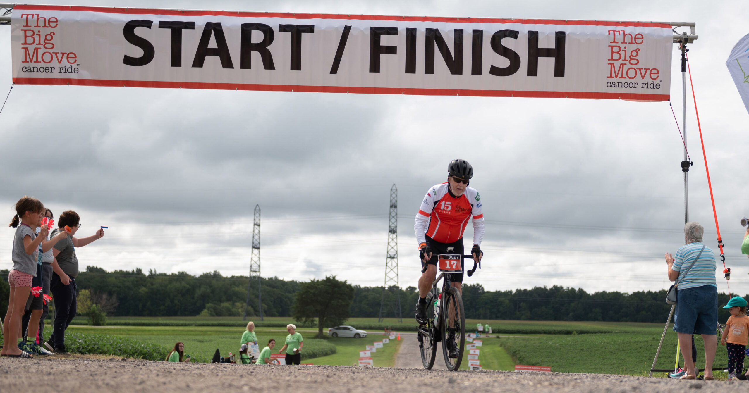 Mark Ayton crossing the finish line