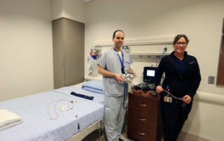 Left to right, Respiratory Therapists John Chirico and Cally Adams.