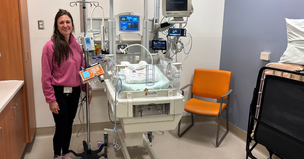 Registered Nurse Thalia Kramer is grateful for Niagara Health Foundation donors who ensure the Neonatal Intensive Care team has the equipment they need to care for our tiniest patients.